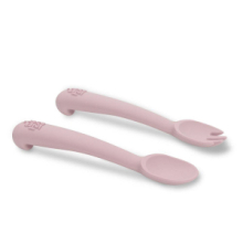 Cucchiaio e Forchetta in Silicone - Rosa