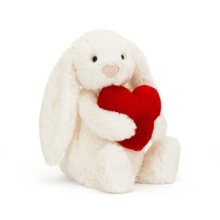 Peluche Coniglio Crema con Cuore Rosso Bashful