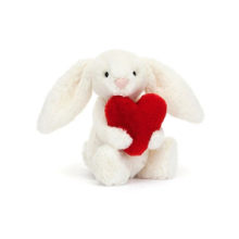 Peluche Coniglio Crema con Cuore Rosso Bashful Piccolo