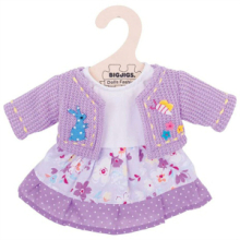 Vestitino per Bambole 35cm Tg. L - Lilla con Cardigan Fantasia Floreale