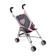 Mini-Passeggino Bambole Roma Blu e Grigio con Cuore Rosa