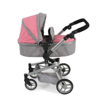 Carrozzina Passeggino Bambole Kombi Yolo Grigio e Rosa